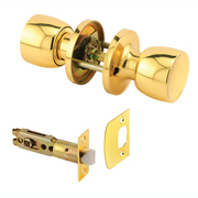 Prime-Line Passage Knob, Fits 2-3/8 in. and 2-3/4 in. Backset, Tulip, Brass 1 Set MP65029